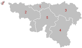 Harta administrativa Belgia regiunea Valona